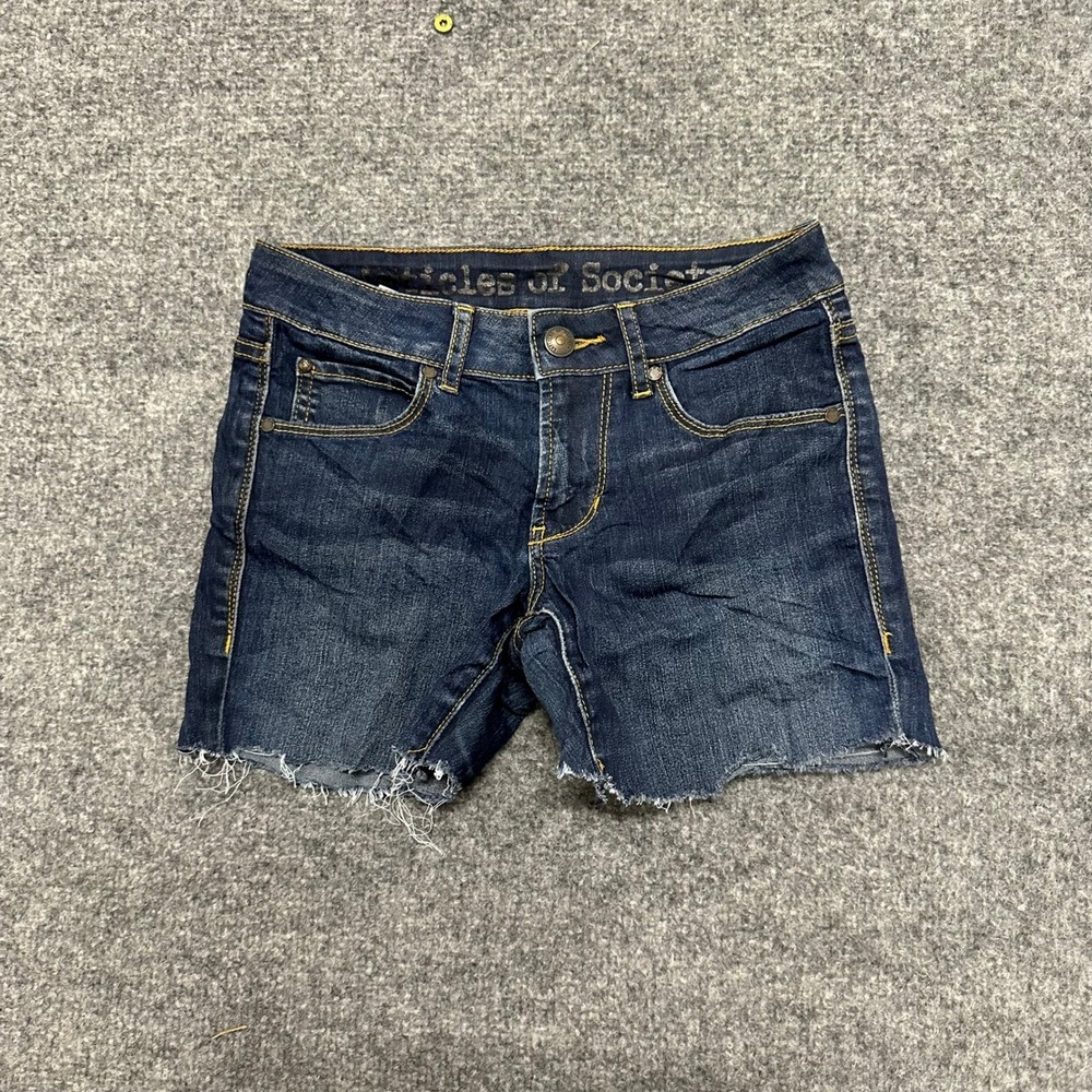 Articles of Society Shorts Womens Size 23 Blue Denim Raw Hem Cut Off Stretch